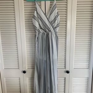 Black and White Striped Jumpsuit sleeveless